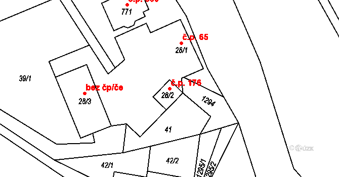 Havlovice 176 na parcele st. 28/2 v KÚ Havlovice, Katastrální mapa