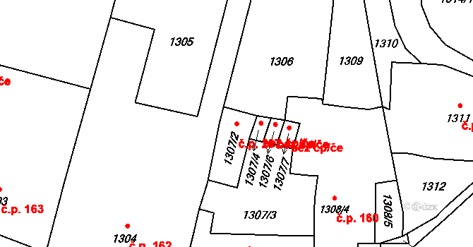 Mohelnice 207 na parcele st. 1307/2 v KÚ Mohelnice, Katastrální mapa