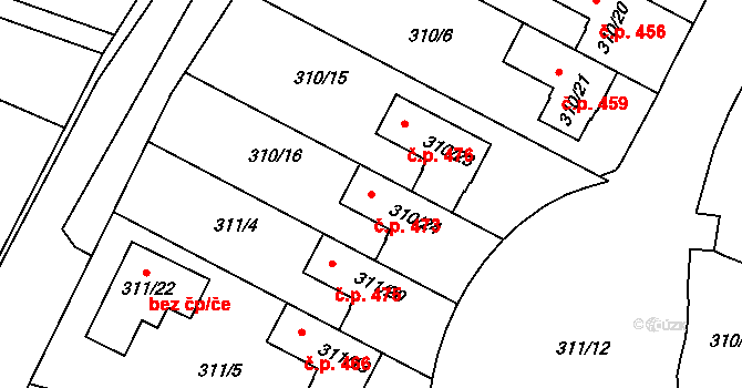 Malé Hoštice 473, Opava na parcele st. 310/24 v KÚ Malé Hoštice, Katastrální mapa