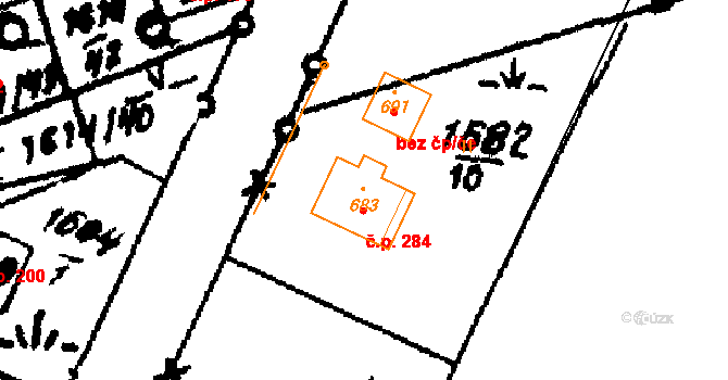 Trhová Kamenice 284 na parcele st. 683 v KÚ Trhová Kamenice, Katastrální mapa