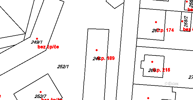 Netvořice 189 na parcele st. 246 v KÚ Netvořice, Katastrální mapa