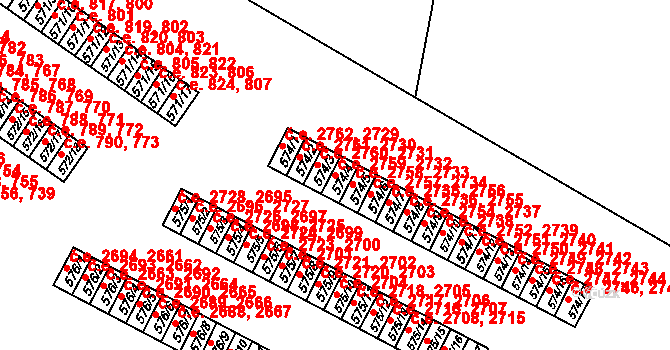 Příluky 2732,2759, Zlín na parcele st. 574/4 v KÚ Příluky u Zlína, Katastrální mapa