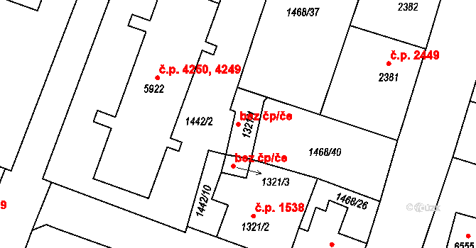 Jablonec nad Nisou 38454645 na parcele st. 1321/1 v KÚ Jablonec nad Nisou, Katastrální mapa