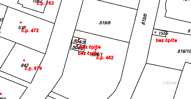 Luhačovice 462 na parcele st. 504/1 v KÚ Luhačovice, Katastrální mapa