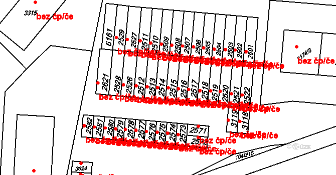 Rožnov pod Radhoštěm 39565645 na parcele st. 2515 v KÚ Rožnov pod Radhoštěm, Katastrální mapa