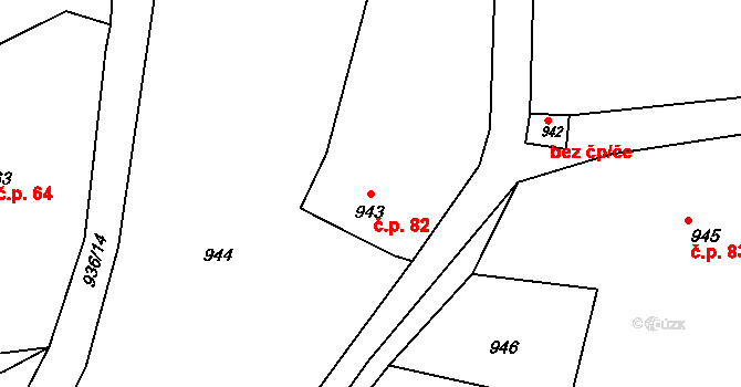 Lípa 82 na parcele st. 943 v KÚ Lípa nad Dřevnicí, Katastrální mapa