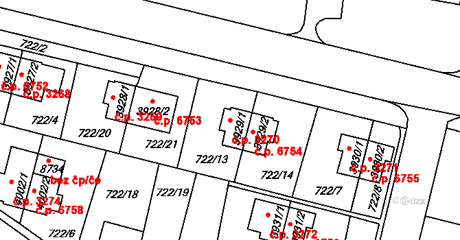 Zlín 3270 na parcele st. 3929/1 v KÚ Zlín, Katastrální mapa