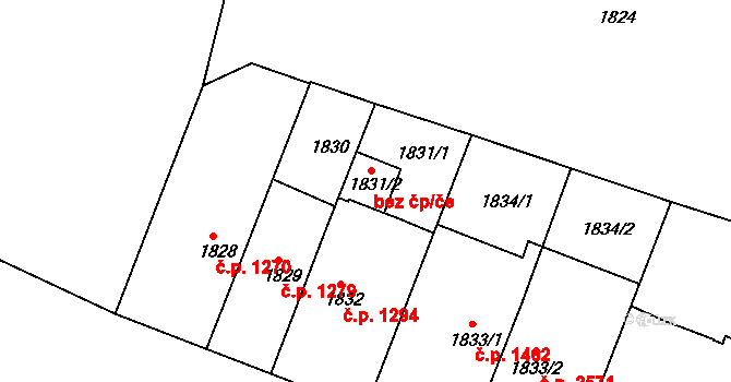 Teplice 42347645 na parcele st. 1831/2 v KÚ Teplice, Katastrální mapa