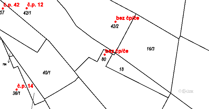 Tismice 43302645 na parcele st. 80 v KÚ Limuzy, Katastrální mapa