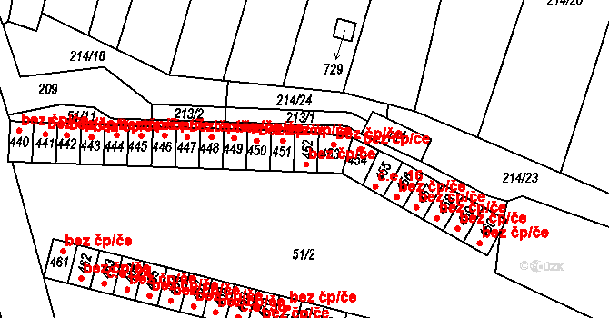Dobroměřice 48012645 na parcele st. 452 v KÚ Dobroměřice, Katastrální mapa