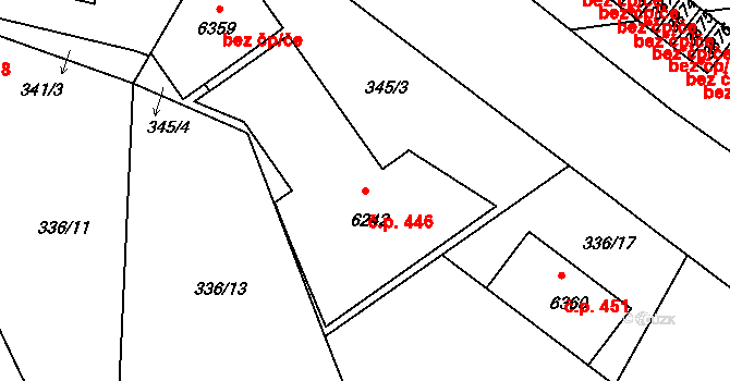 Pražské Předměstí 446, Písek na parcele st. 6242 v KÚ Písek, Katastrální mapa