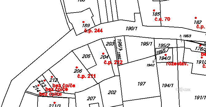 Česká Skalice 212 na parcele st. 204 v KÚ Česká Skalice, Katastrální mapa