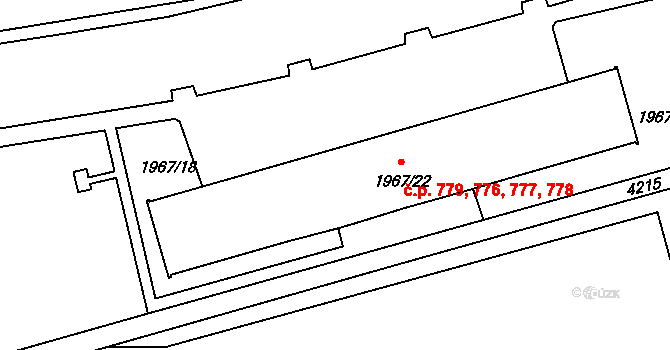 Pražské Předměstí 776,777,778,779, Jaroměř na parcele st. 1967/22 v KÚ Jaroměř, Katastrální mapa