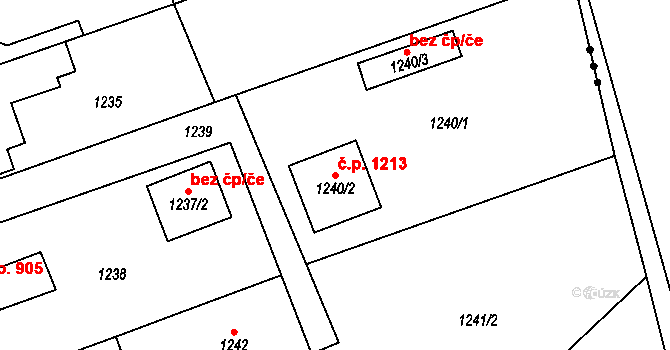 Chodov 1213 na parcele st. 1240/2 v KÚ Dolní Chodov, Katastrální mapa