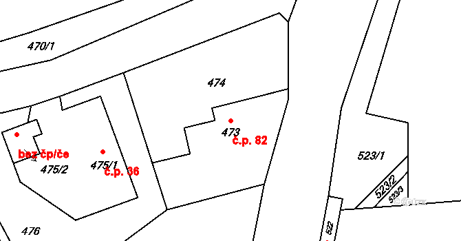 Jerlochovice 82, Fulnek na parcele st. 473 v KÚ Jerlochovice, Katastrální mapa