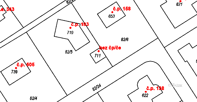 Černolice 82084645 na parcele st. 711 v KÚ Černolice, Katastrální mapa