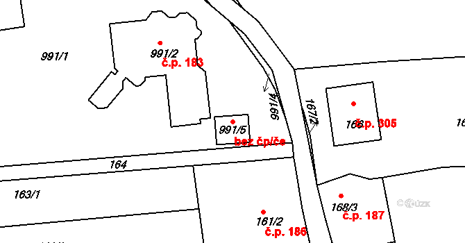 Kostelec 82310645 na parcele st. 991/5 v KÚ Kostelec u Kyjova, Katastrální mapa