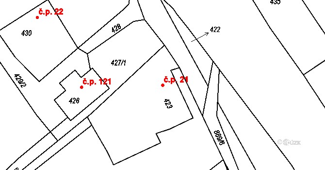 Stachovice 21, Fulnek na parcele st. 423 v KÚ Stachovice, Katastrální mapa
