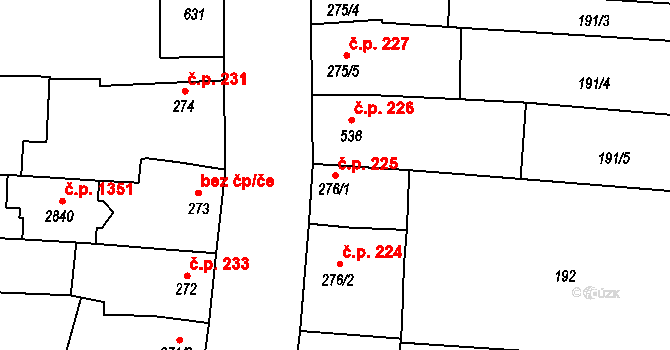 Vodňany II 225, Vodňany na parcele st. 276/1 v KÚ Vodňany, Katastrální mapa