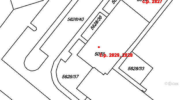 Žatec 2828,2829 na parcele st. 5078 v KÚ Žatec, Katastrální mapa