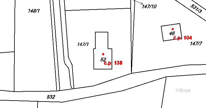 Lipina 138 na parcele st. 52 v KÚ Stachov u Šternberka, Katastrální mapa
