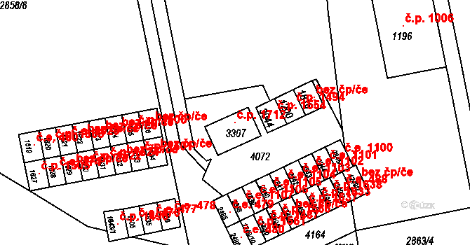 Lipník nad Bečvou I-Město 1712, Lipník nad Bečvou na parcele st. 3307 v KÚ Lipník nad Bečvou, Katastrální mapa