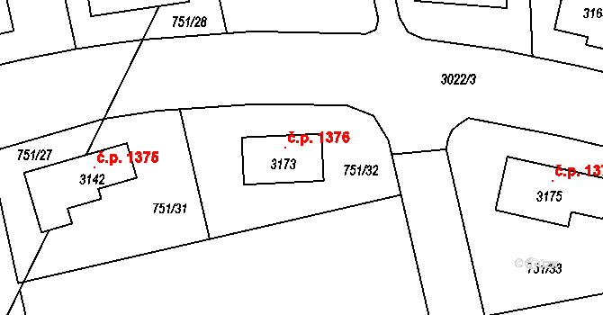 Vodňany II 1376, Vodňany na parcele st. 3173 v KÚ Vodňany, Katastrální mapa