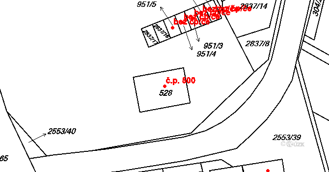 Vranovice 500 na parcele st. 528 v KÚ Vranovice nad Svratkou, Katastrální mapa