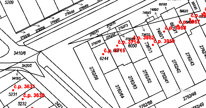 Kroměříž 3715 na parcele st. 6244 v KÚ Kroměříž, Katastrální mapa