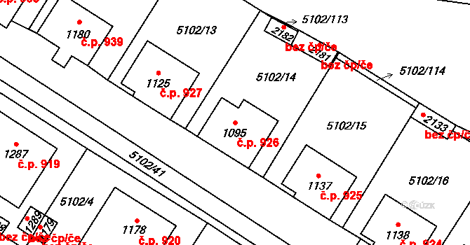Hrušovany nad Jevišovkou 926 na parcele st. 1095 v KÚ Hrušovany nad Jevišovkou, Katastrální mapa