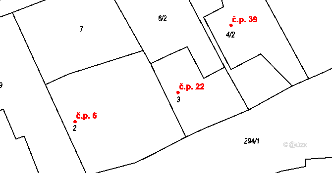 Zdeslavice 22, Chlístovice na parcele st. 3 v KÚ Zdeslavice u Chlístovic, Katastrální mapa