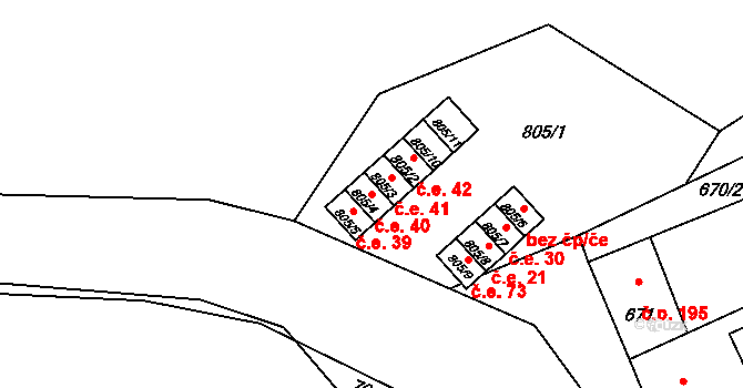 Omice 40 na parcele st. 805/4 v KÚ Omice, Katastrální mapa