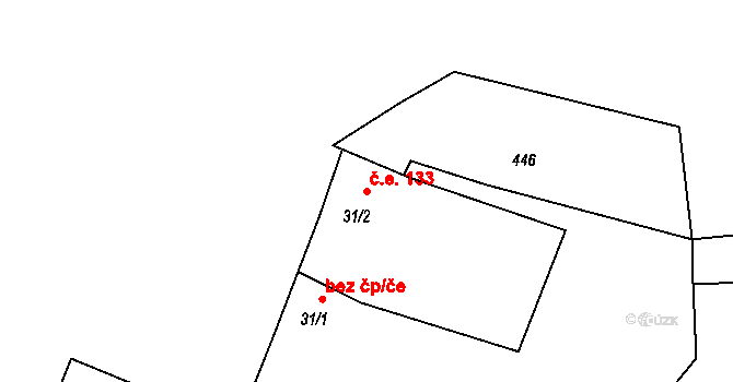 Zádub 133, Olbramov na parcele st. 31/2 v KÚ Zádub u Olbramova, Katastrální mapa