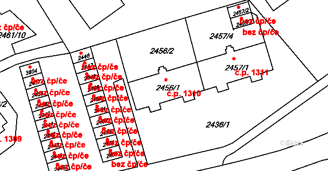 Tachov 1310 na parcele st. 2456/1 v KÚ Tachov, Katastrální mapa