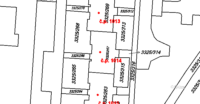 Lutyně 1014, Orlová na parcele st. 3325/267 v KÚ Horní Lutyně, Katastrální mapa