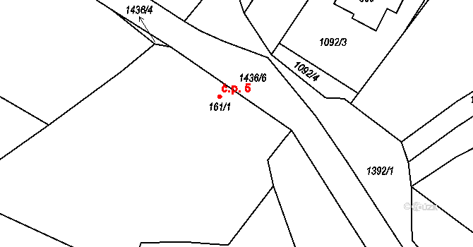 Podhorní Újezd 5, Podhorní Újezd a Vojice na parcele st. 161/1 v KÚ Podhorní Újezd, Katastrální mapa