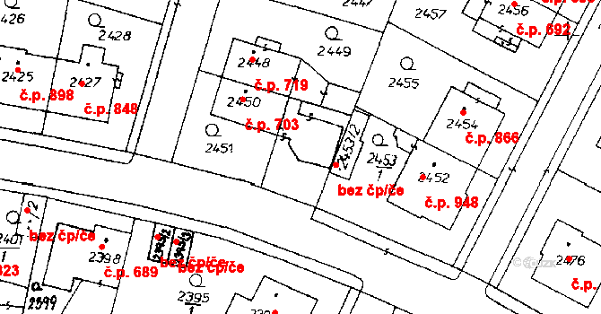 Poděbrady III 703, Poděbrady na parcele st. 2450 v KÚ Poděbrady, Katastrální mapa