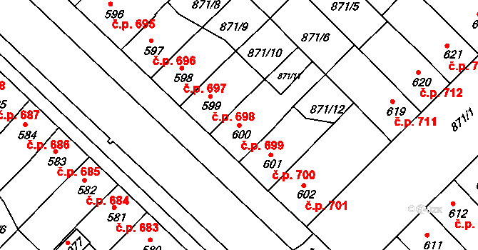 Předměstí 699, Svitavy na parcele st. 600 v KÚ Svitavy-předměstí, Katastrální mapa
