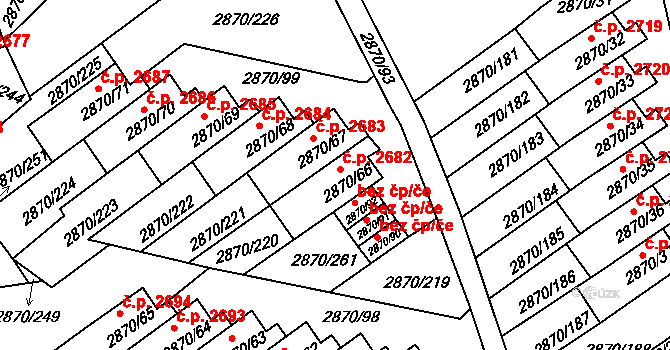 Teplice 2682 na parcele st. 2870/66 v KÚ Teplice, Katastrální mapa
