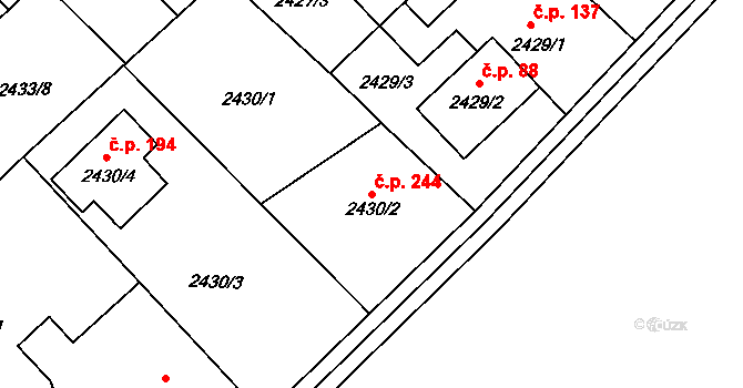 Sviadnov 244 na parcele st. 2430/2 v KÚ Sviadnov, Katastrální mapa