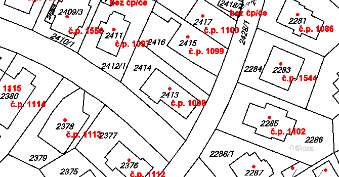 Vršovice 1098, Praha na parcele st. 2413 v KÚ Vršovice, Katastrální mapa