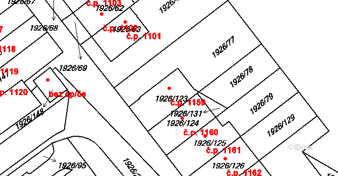 Sedlčany 1159 na parcele st. 1926/123 v KÚ Sedlčany, Katastrální mapa