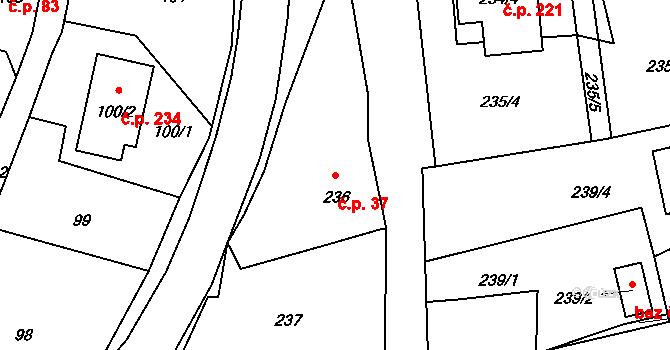 Dolní Libchava 37, Česká Lípa na parcele st. 236 v KÚ Dolní Libchava, Katastrální mapa