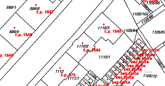 Mizerov 1844, Karviná na parcele st. 1110/2 v KÚ Karviná-město, Katastrální mapa