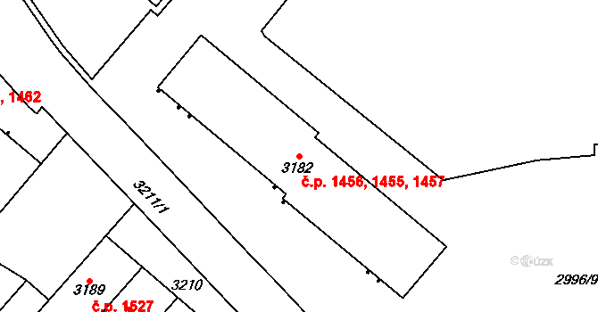 Podlesí 1455,1456,1457, Havířov na parcele st. 3182 v KÚ Bludovice, Katastrální mapa