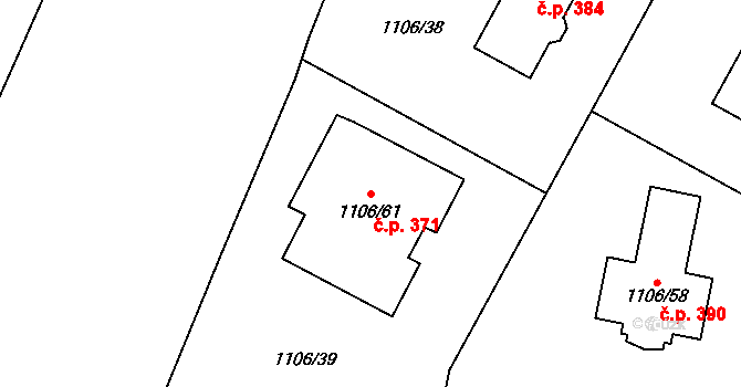 Senec 371, Zruč-Senec na parcele st. 1106/61 v KÚ Senec u Plzně, Katastrální mapa