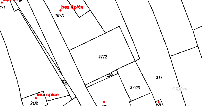 Ledenice 581 na parcele st. 4772 v KÚ Ledenice, Katastrální mapa