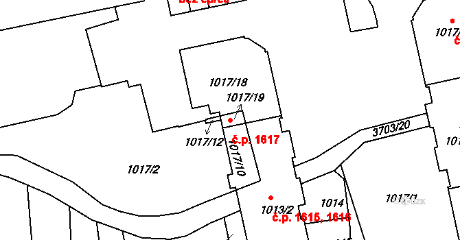 Holešov 1617 na parcele st. 1017/18 v KÚ Holešov, Katastrální mapa