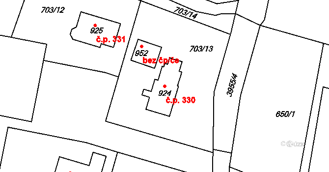 Horní Čermná 330 na parcele st. 924 v KÚ Horní Čermná, Katastrální mapa