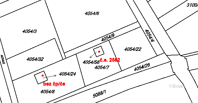 Louny 2582 na parcele st. 4054/56 v KÚ Louny, Katastrální mapa